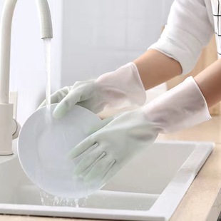 Kitchen Dishwashing Gloves Household Rubber Gloves Women's Waterproof Anti-Hook Broken Rubber Durable Gloves Housework Gloves