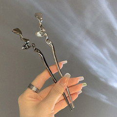 New Chinese-style minimalist modern metal hairpin, cool and understated style women's summer hairpin for updo hairstyles, ancient-style cheongsam hair ornament