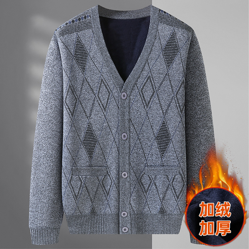Foreign Trade Middle-Aged and Elderly Men's Knitwear Cardigan Spring and Autum Dad Thin Knitwear Top Grandpa Base Jacket