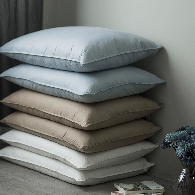 Подушка с перьями водоплавающей птицы без принта в японском стиле, подушка из утиного пуха, хлопковая пуховая подушка, одинарная двойная спинка, подушка с перьями