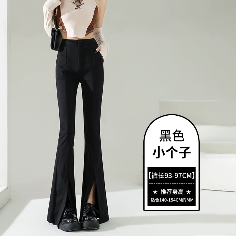 Костюм, осенние эластичные leggins, черные расклешенные брюки, высокая талия, облегающий, для тинейджеров