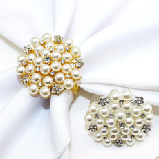 爆款酒店餐具珍珠餐巾扣镶钻花形餐巾环餐巾圈口布圈厂家批发