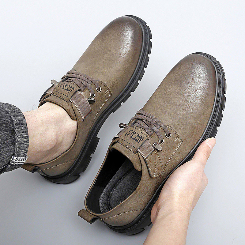 Zapatos de trabajo zapatos casuales de los hombres zapatos de cuero del dedo del pie grande de los hombres slip-on zapatos de los hombres de trabajo protección laboral zapatos de cuero casuales al aire libre