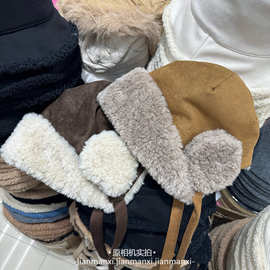 加绒保暖包头帽女秋冬新款二合一户外骑行防风护耳帽韩版时尚百搭