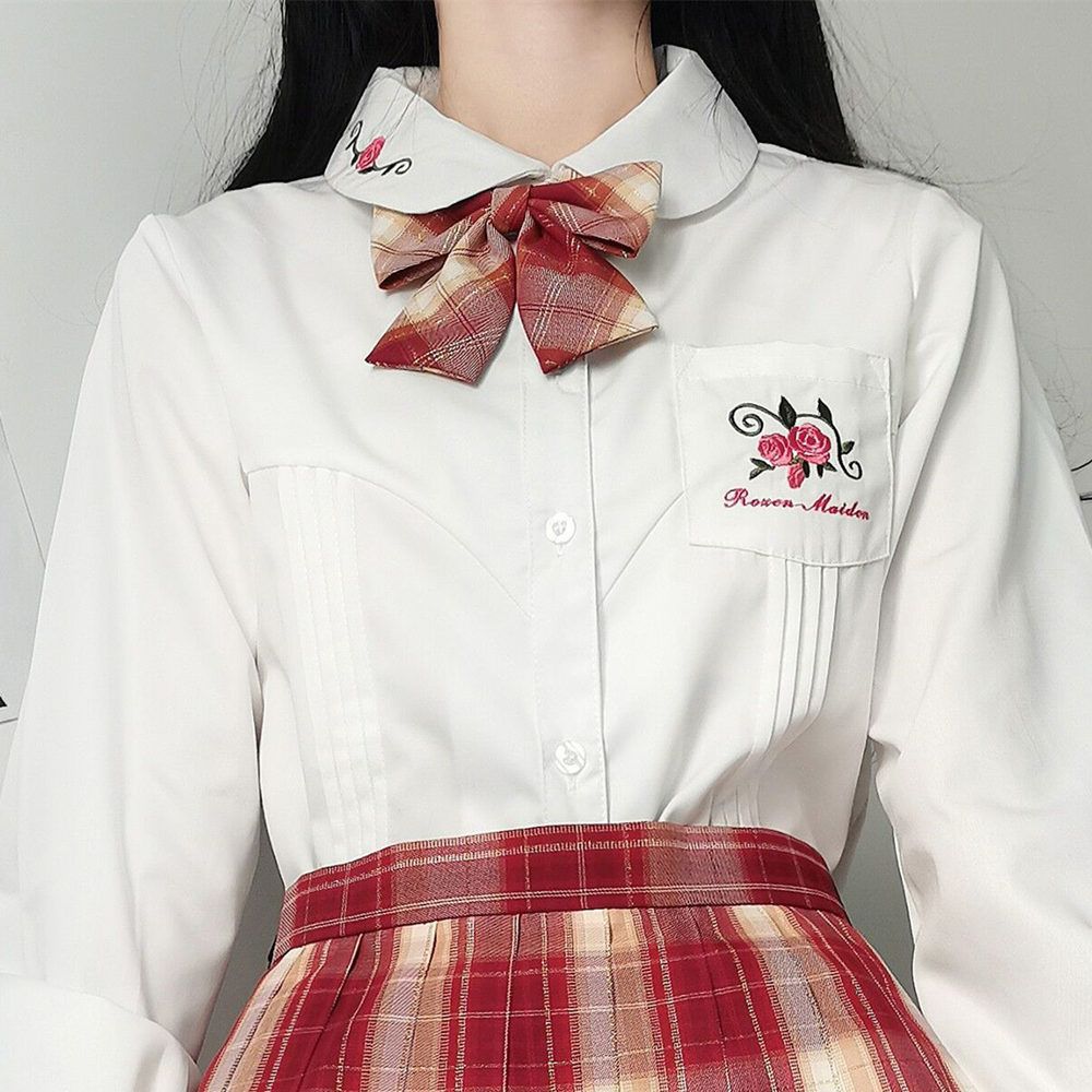 재고 도매 오리지널 (꽃에 관하여) JK 유니폼 셔츠 여성 긴 소매 학생 흰색 셔츠 최고 가을과 겨울