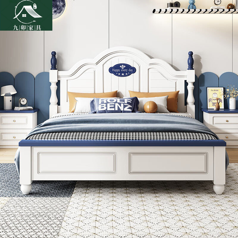 Nordic Solid Wood Children's Bed, Modern and Simple, Suitable for Home Use, Double Bed for Small Apartments, Single Bed for Primary School Students and Teenagers