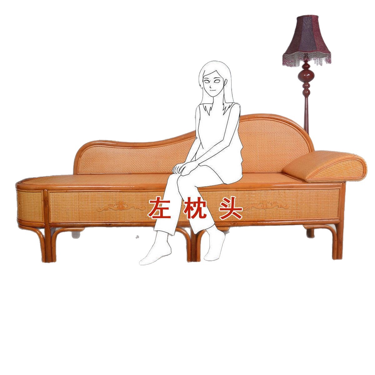 Кушетка красная 1.9м правая
