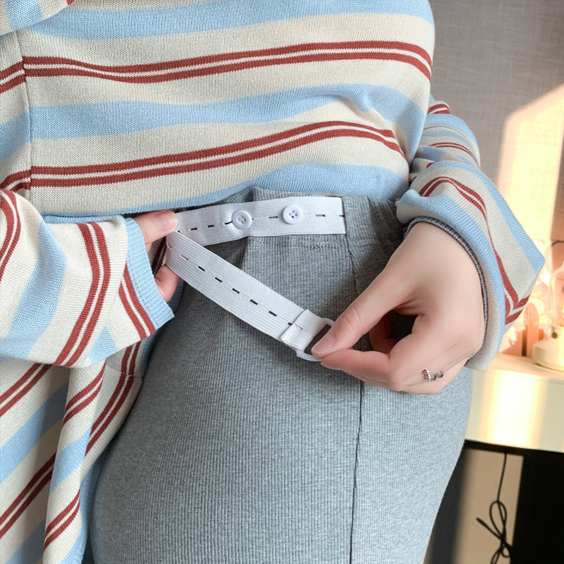 孕妇裤韩版简约春秋季无托腹纯色休闲裤松紧修身百搭显瘦微喇裤|undefined