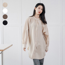 乐天新品实拍 秋季女式衬衫连衣裙纯棉宽松休闲长款衬衣 外贸女装