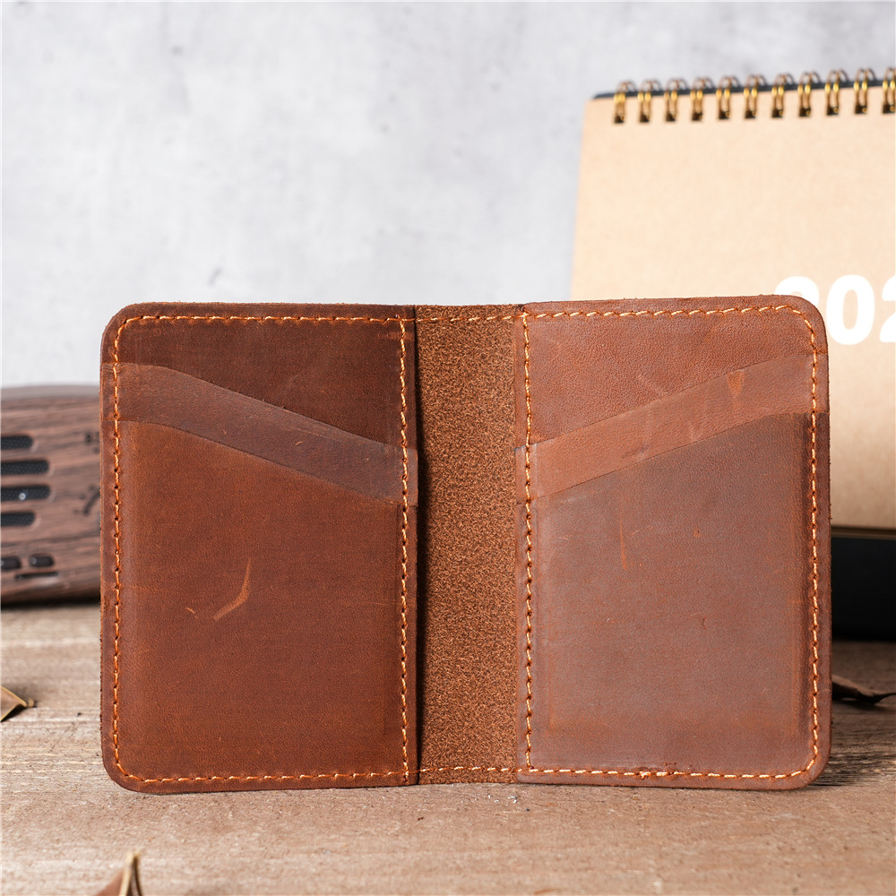 NT004 ​​handmade retro cowhide card bag men's genuine leather bank card holder women's multi-card slot card holder ultra-thin and compact