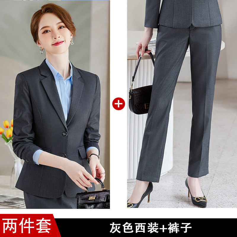 女性用黒スーツ、春秋プロフェッショナルフォーマルスーツ、高級公務員職場面接作業服|undefined