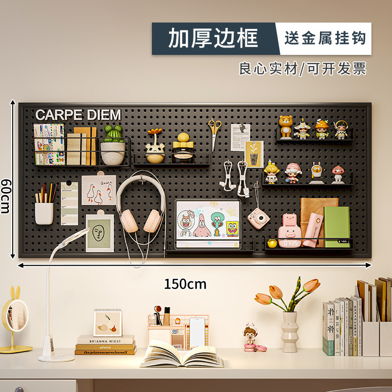 Agujero tablero pared almacenamiento rack dormitorio pantalla estante colgante tablero estudio escritorio organización estante de almacenamiento