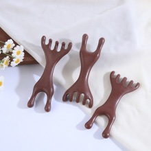 鹿角按摩梳刮痧梳头皮经络梳便携树脂五齿按摩头部颈部按摩梳子