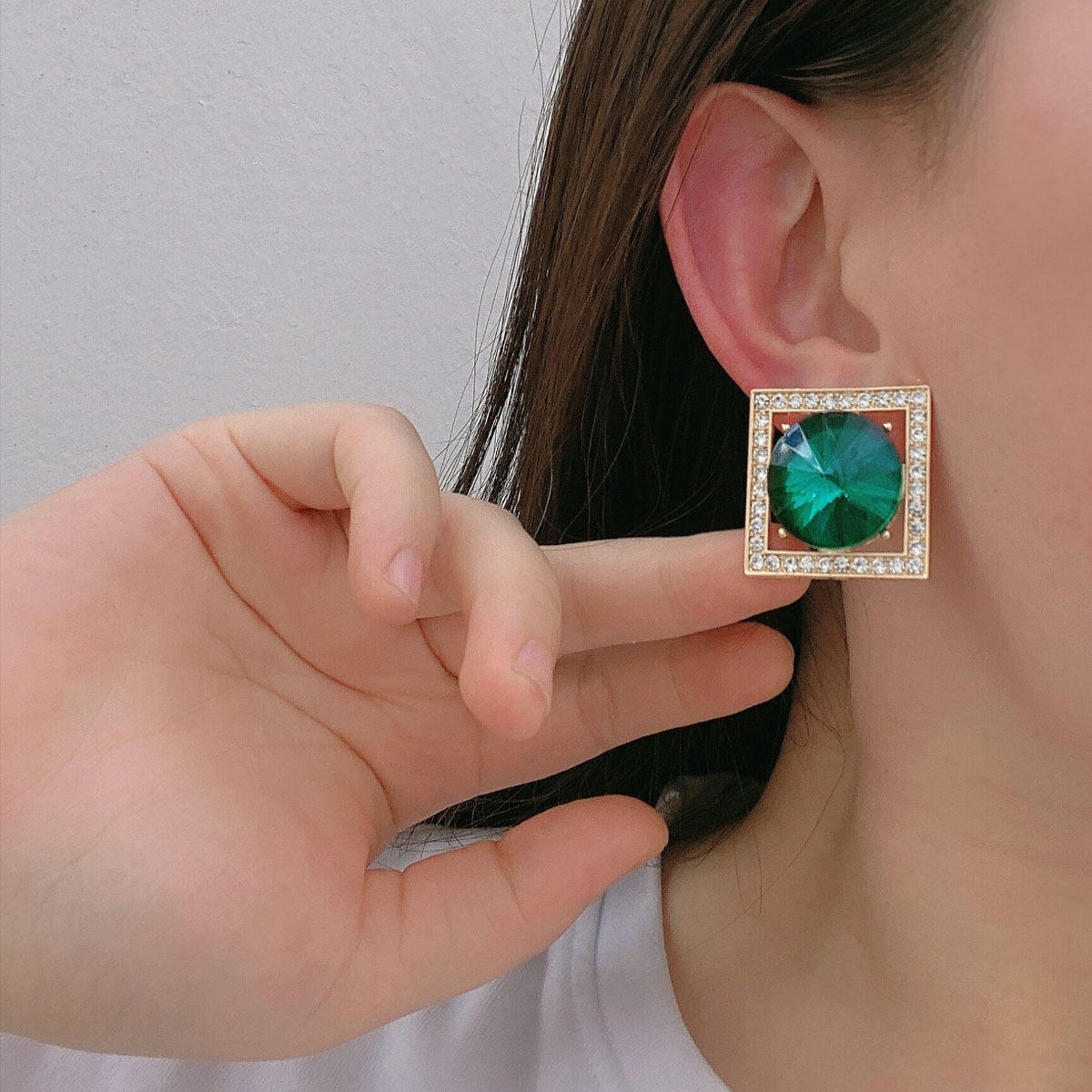 Geometric square fashionable small design earrings