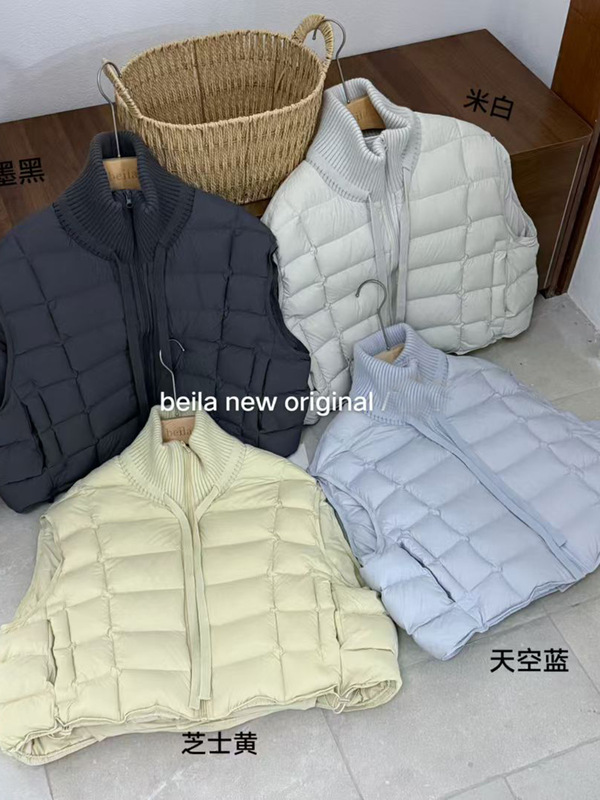 高端羽绒马甲女短款2025冬季新款韩版宽松针织立领90白鸭绒外套|undefined