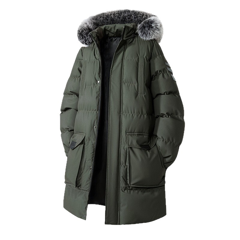 Transfronterizo super-grande plumón de algodón de moda masculina suelta con capuzas de algodón desmontable gorra de cuello de altura chaqueta de algodón gruesa chaqueta