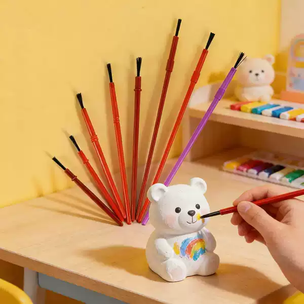 Small Plastic Brushes with Bristles, Various Sizes from 4.8cm to 16.5cm, Suitable for Children's DIY Painting