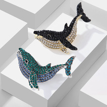 蓝豪欧美时尚饰品镶钻海豚鲸鱼胸针百搭服装包包配饰女brooch