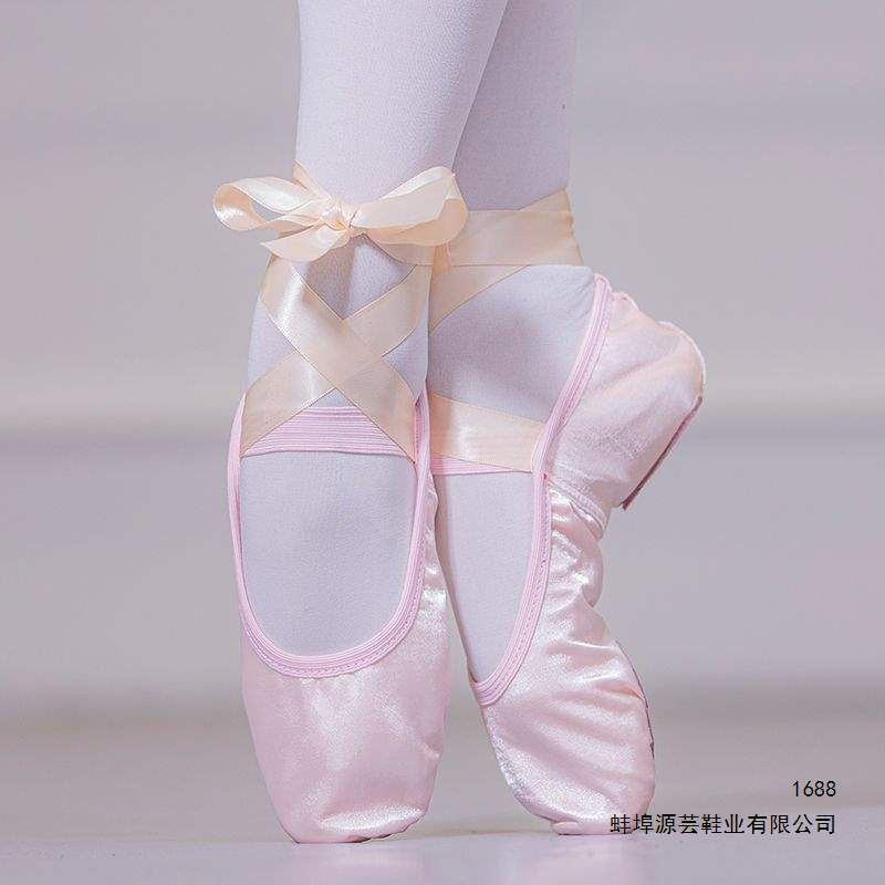 Satin Soft-Soled Ballet Dance Shoes with Straps, Satin Ribbon Cat Claw Shoes for Girls, French-Style Non-Slip Dance Shoes, Practice Shoes