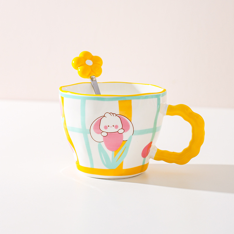 Creativo lindo conejo Taza de cerámica Oficina regalo taza de café taza de agua taza de desayuno