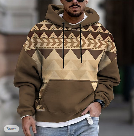 Comercio exterior europeo y americano nuevo estilo 2024 nueva tendencia de la moda casual todo-fósforo suéter con capucha para hombres étnicos MC11