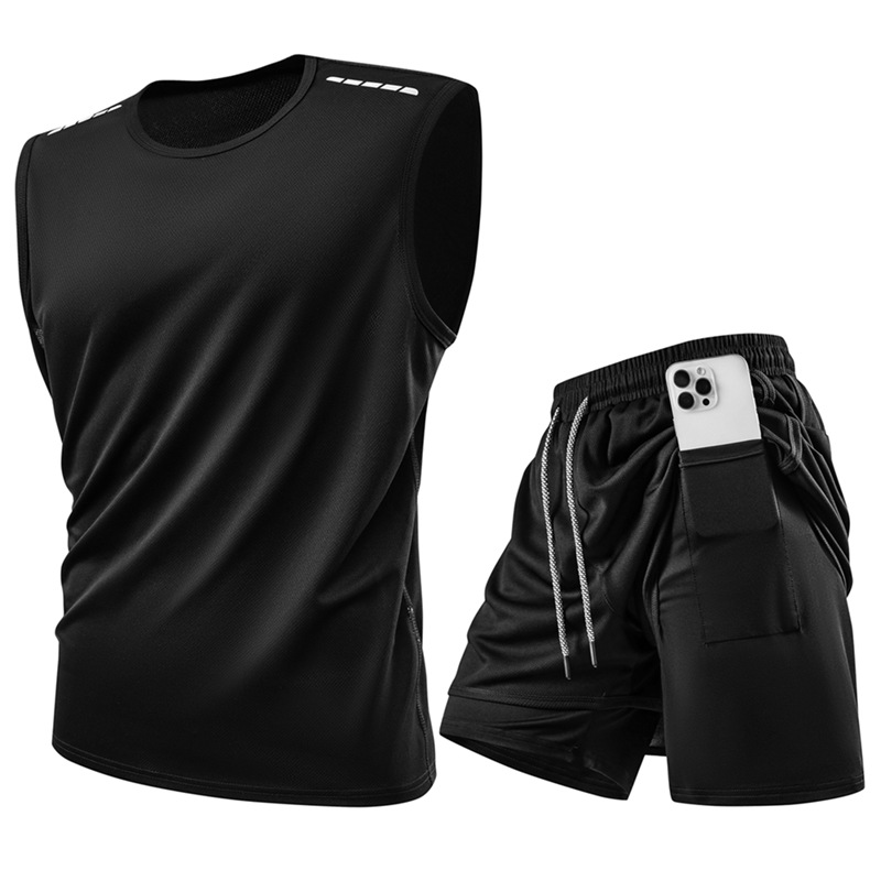 Trajes deportivos casuales transfronterizos de verano chaleco grande hombre falso de dos pantalones cortos deportivos sueltos trajes de tamaño europeo image 10
