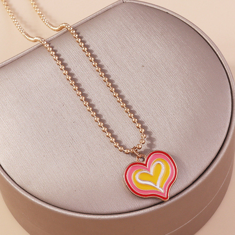 1 Piece Quantity Vacation Classic Style Heart Shape Zinc Alloy Ball Chain Pendant Necklaces Wholesale
