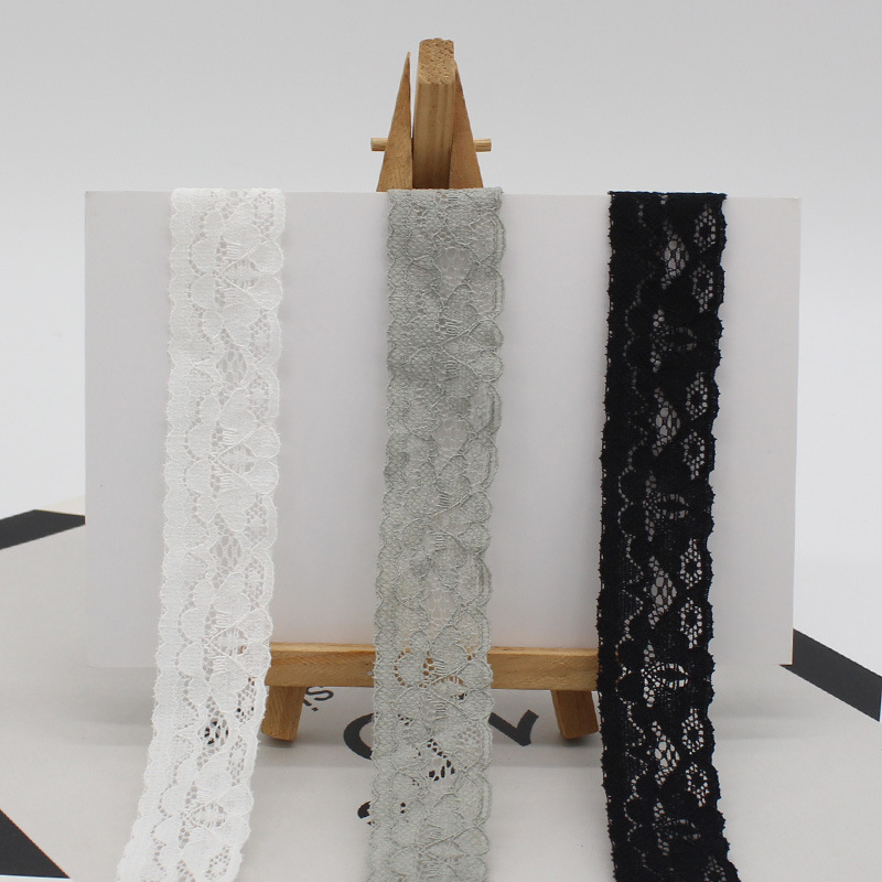 现货2.5公分弹力蕾丝单花边镂空波浪lace内衣内裤松紧带宝宝发带