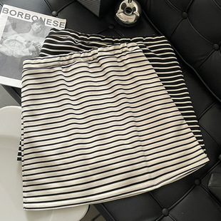 Casual Pregnant Women's Short Skirt Women's Summer Spring and Autumn Small All-match Striped Hip A- shape Simple Skirt