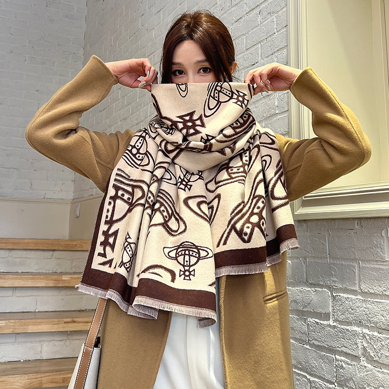 新しい両面のマフラーの女性の冬の韓国版の百合はカシミヤの高級なお母さんの両用のマントの厚い保温のマフラーをまねます。|undefined