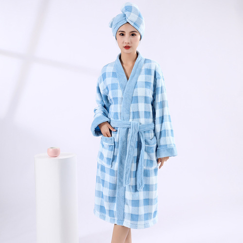Coral velvet stand-neck bathrobe, home bedroom, star space, bathing, binding, not easy to shed hair, simple towel, wearable