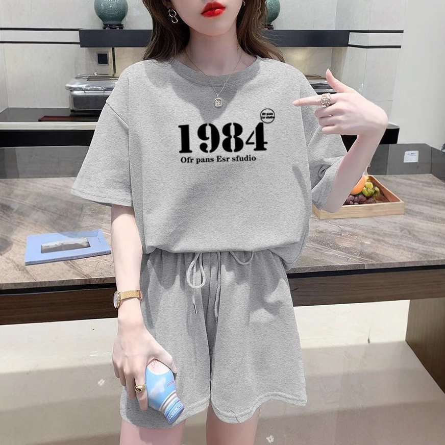 Women' Summer 2026 New Fahion Looe Korean Style Hooded Short Sleeve Sweathirt Caual Two-Piece Set With Sport_ecoleips.com