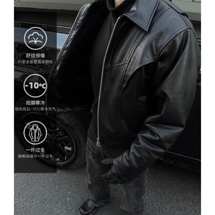 Wholesale heavy leather mountain carving plus velvet coat men's short winter new casual padded warm jacket Maillard