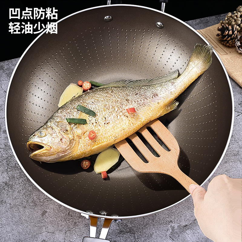 Cocina rey nueva generación sin aceite sartén antiadherente wok estufa de gas cocina de inducción hogar wok sartén antiadherente