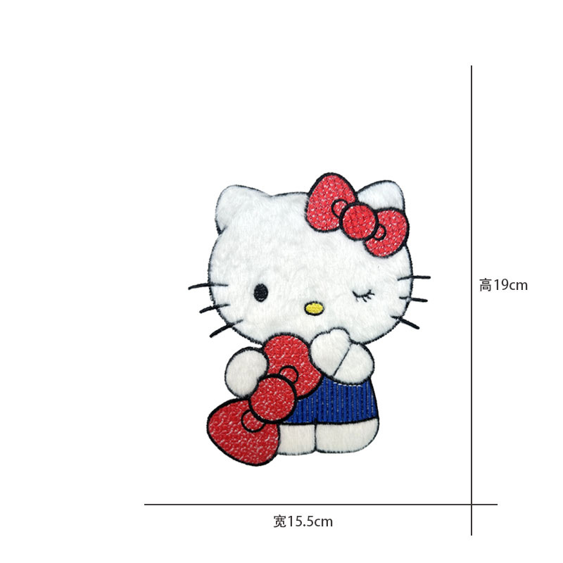 Cartoon al por mayor bordado por computadora kt pegatinas de tela de gato Sanliogou diy pegatinas de parche tejido cesta de ropa adorno accesorios pegatinas