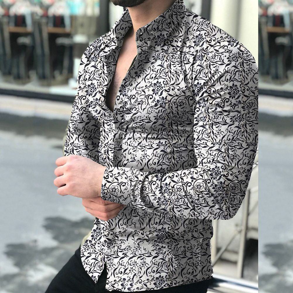 Men's Ditsy Floral Blouse Men's Clothing display picture 8
