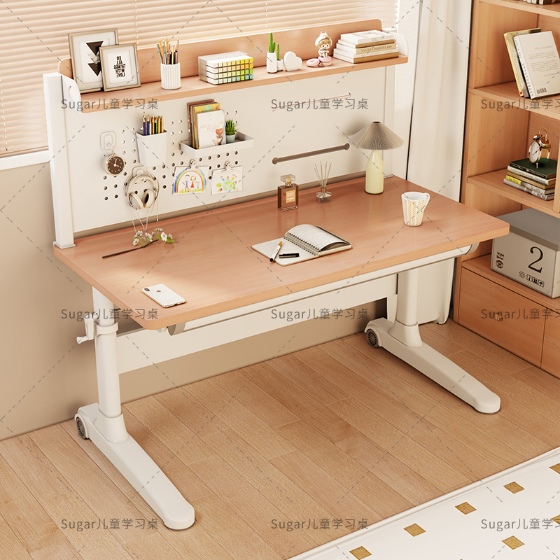 Liftable Study Table for Primary and Secondary School Students Pure Solid Wood Beech Children's Home Writing Desk Desk and Chair Set