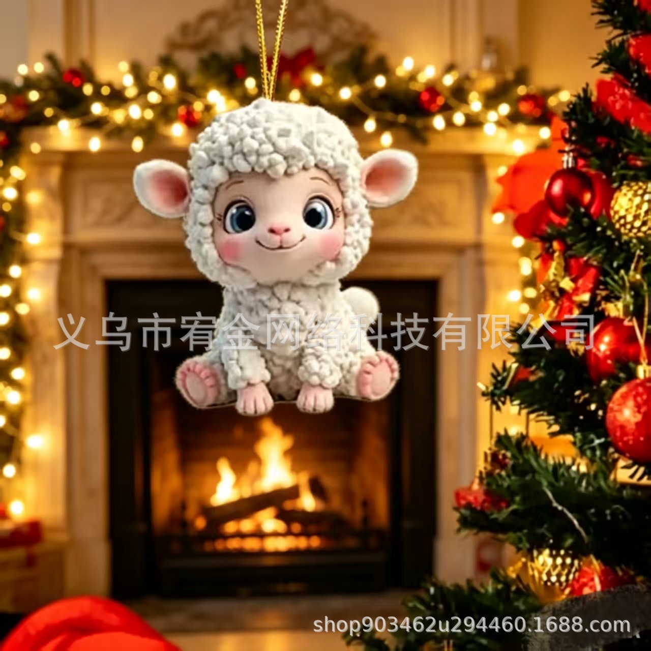 跨境代发新款亚克力平面山羊车载挂件居家用品装饰挂饰小羊圣诞节
