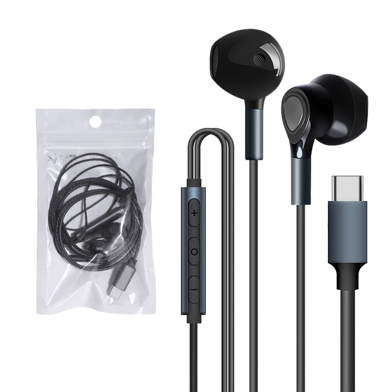 XJ-100有線イヤホンはiPhone16携帯電話に適しています。Type-C接続、フラットイヤホン、メタル製、重低音。|undefined