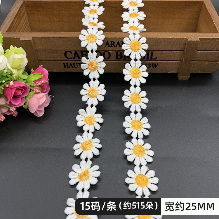 RY color encaje flores pequeñas accesorios hecho a mano bricolaje encaje correa lateral ropa cortina bordado tela material decoración