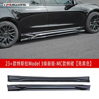 Big Surrounded Rejuvenation New MC Front Envelope - 23-25-tesla-model-3-new-version-mc-model-side-skirt-glossy-black