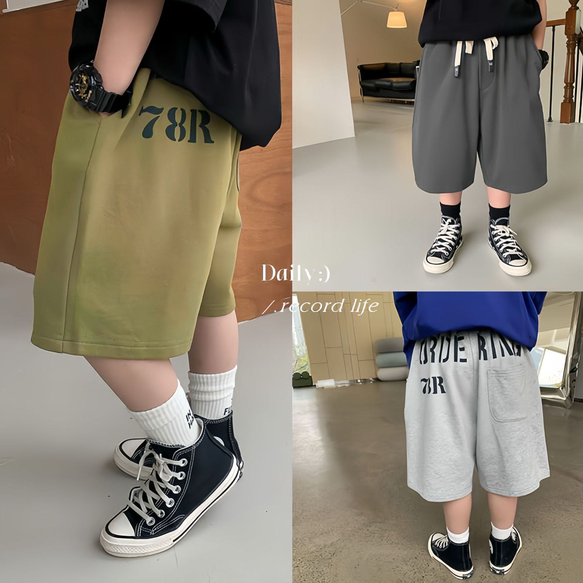 Boys and Kidsren's Clothing Versatile Casual Loose Shorts 2025 New Kidsren's Thin Pants Baby Five-Quarter Pants Fashionable
