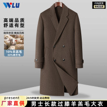 2025秋冬新款加厚中长款韩版双排扣双面羊毛呢外套男式羊羔毛大衣