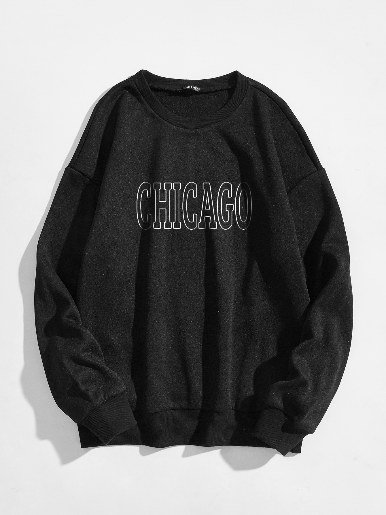 CHICAGO estampado de patrón de letras cuello redondo sudadera de manga larga nihaostyles ropa al por mayor NSGMX94640