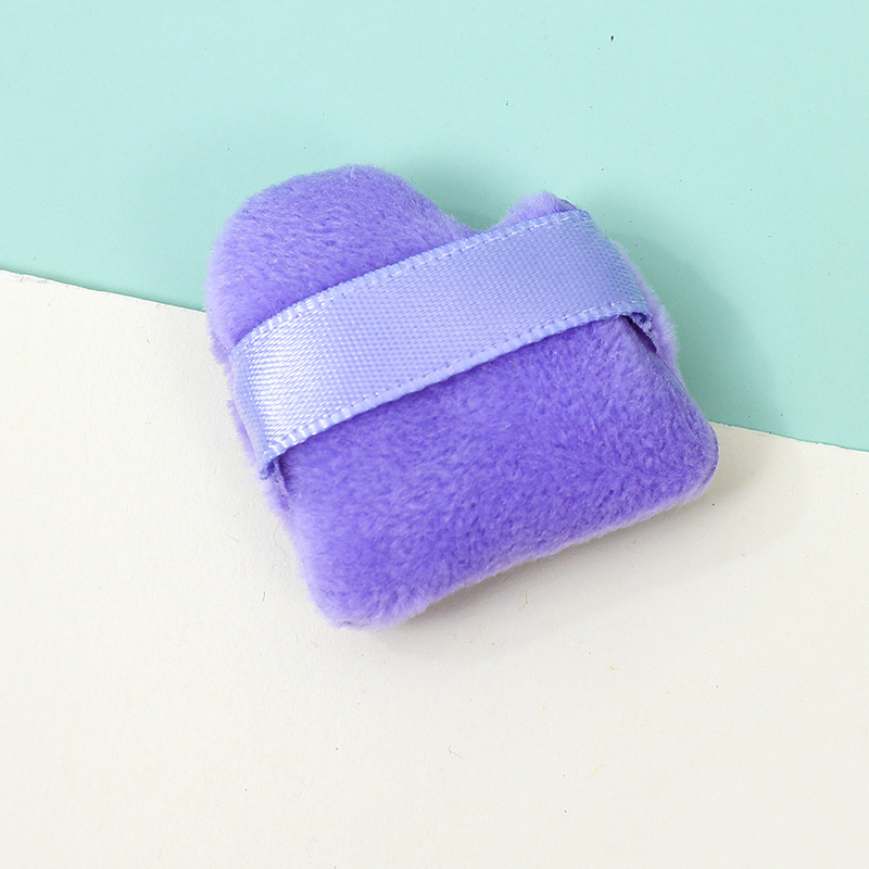 Personalizada inclinada polvo de dedo flocado suave polvo de polvo de polvo de maquillaje suave no comer polvo esponja cojín de pulgar