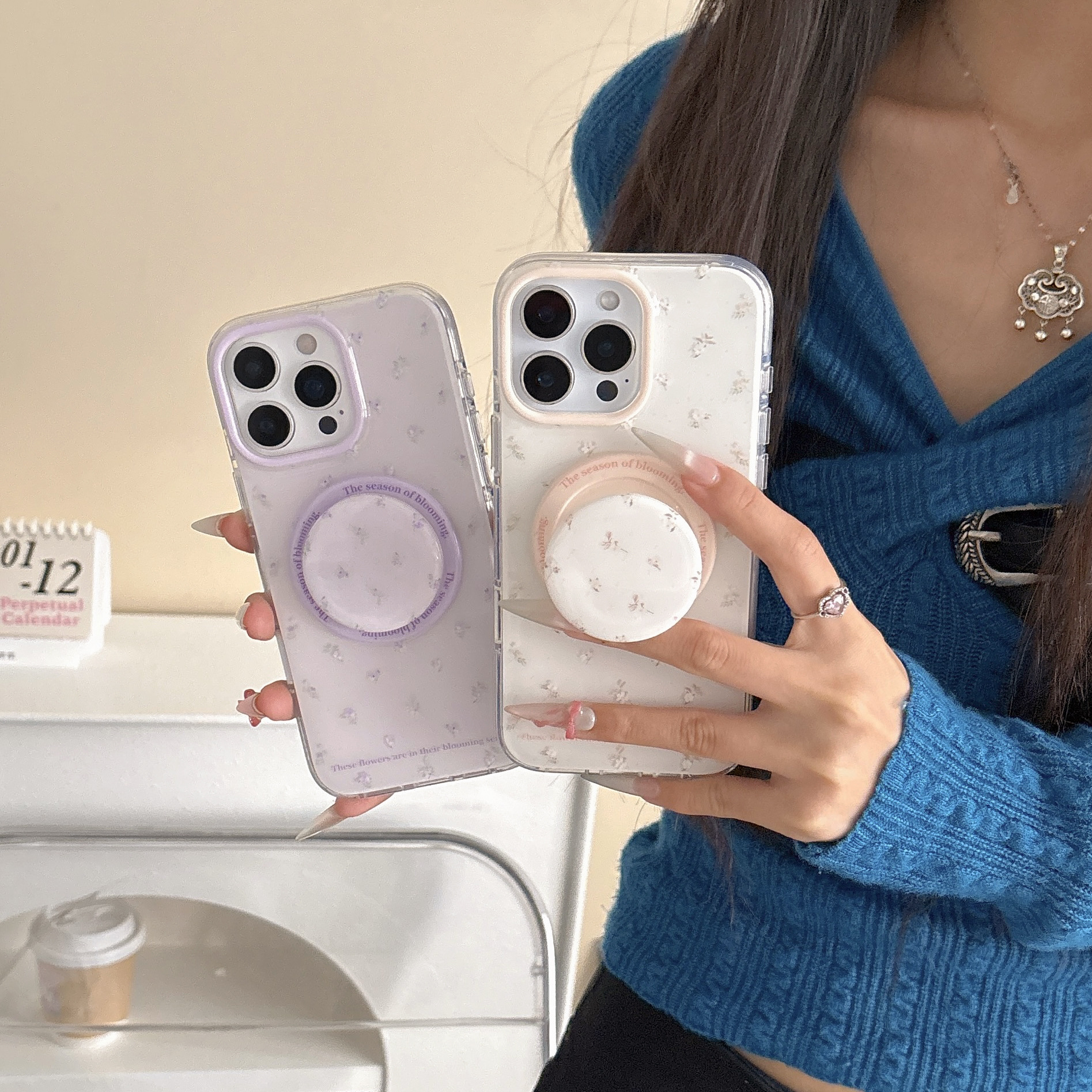 Pequeña y fresca pantalla completa floral adecuada para Apple 16ProMax funda para teléfono móvil 15Pro/14Pro nicho 13 femenino 16Pro