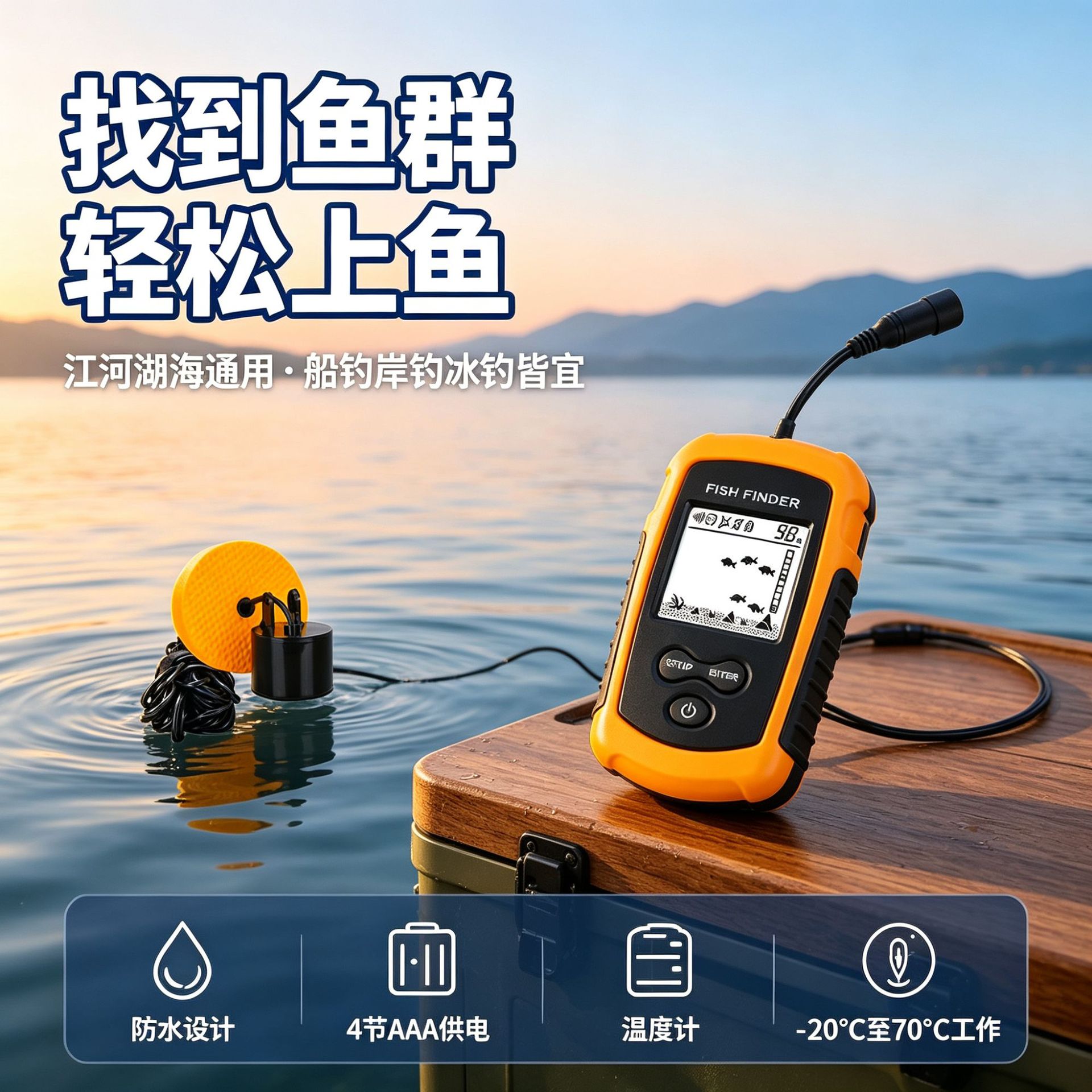 Detector de Peces por Sonar Ultrasónico Con Cable para Pesca en Aguas Profundas image 5