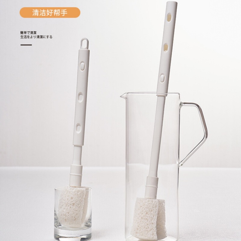 Wood Pulp Cotton Cleaning Brush Long Handle Retractable Baby Bottle Brush No Dead Angle Household Cup Water Cup Brush Espathe Brush