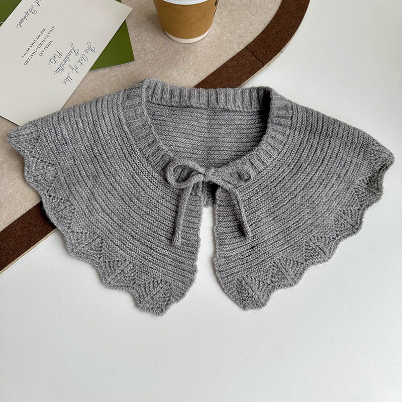 Nuevo chal de punto con cordones con volantes para mujer primavera y otoño desgaste exterior color sólido collar de muñeca reductor de edad cuello protección collar falso decorativo