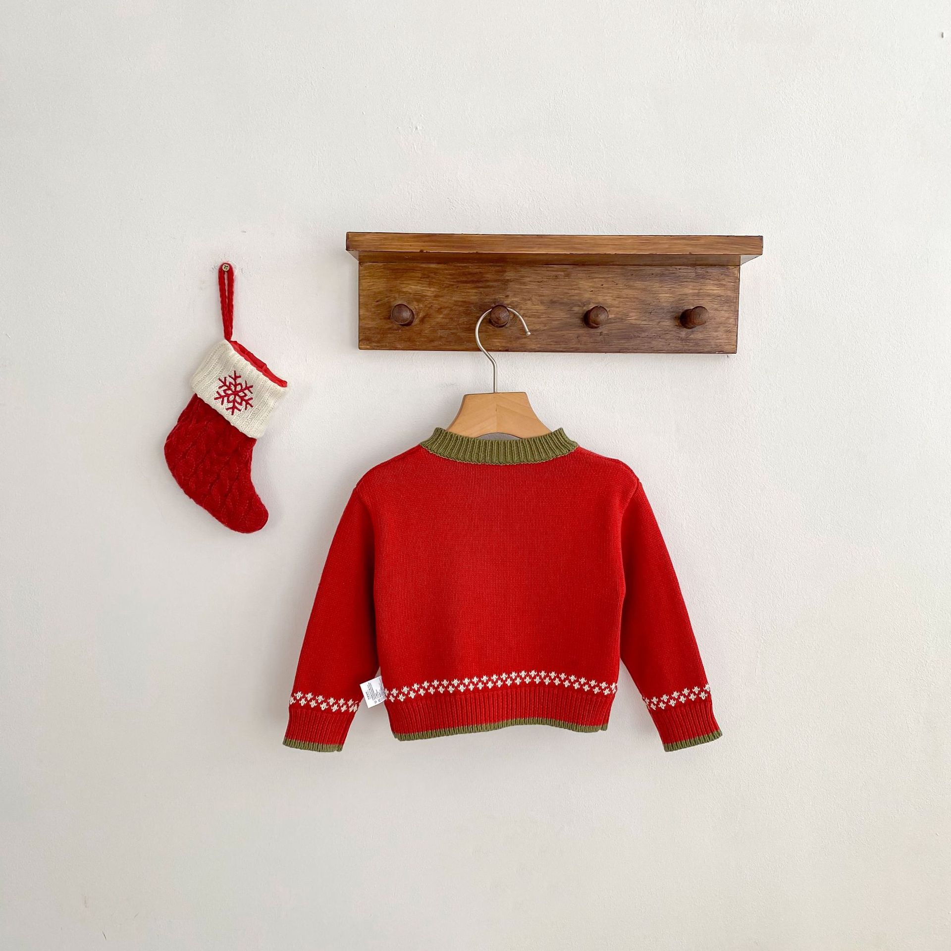 Children's Cardigan Christmas Clothes Baby Cotton Crew Neck Coat Top
